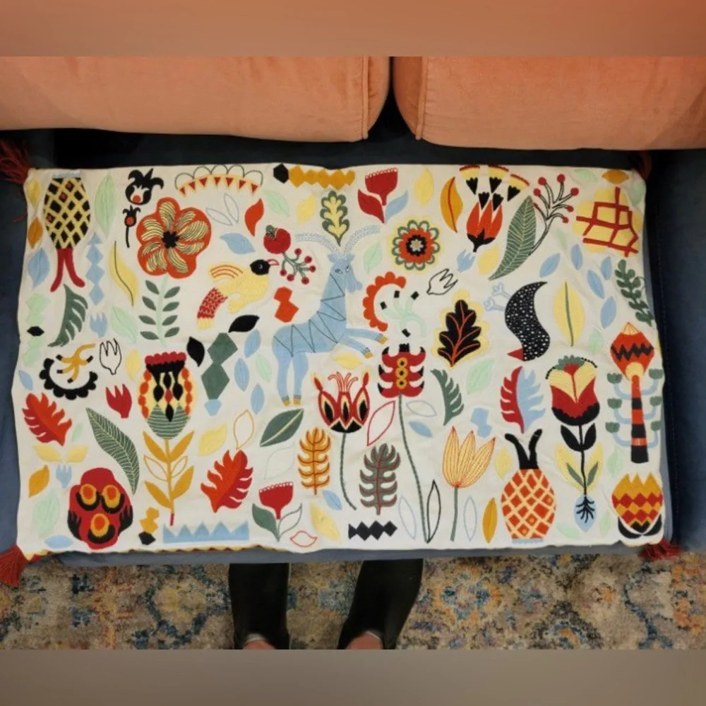 Ikea Rodarv embroidered lumbar pillow cover!